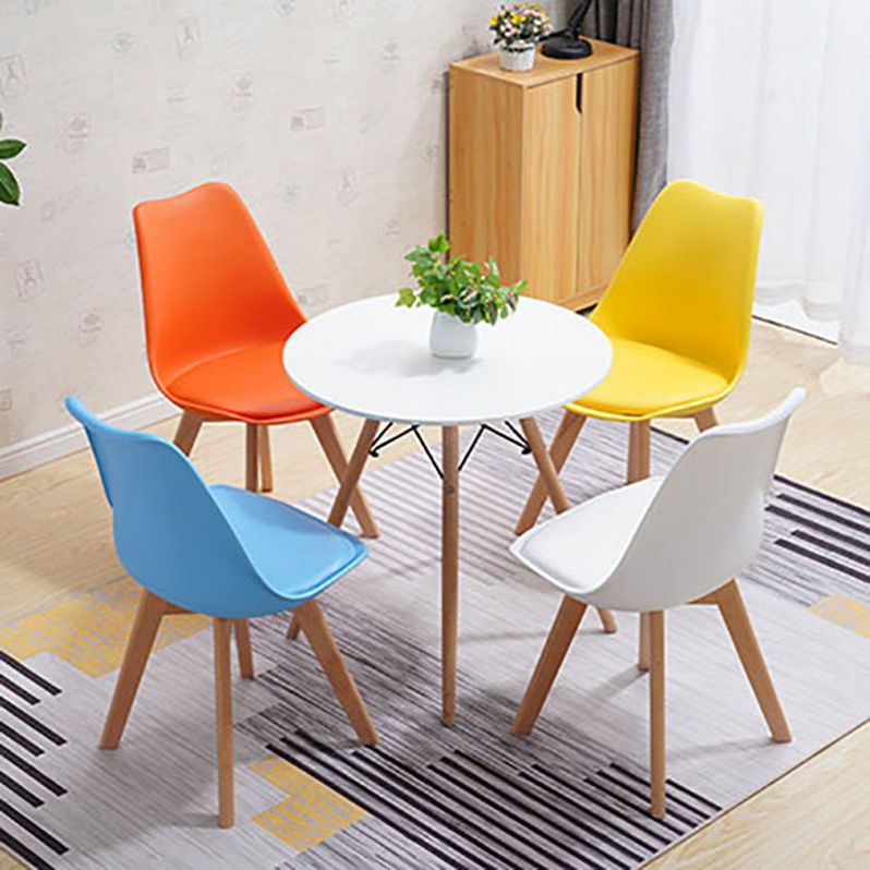 Contemporary Style Kitchen Chairs Dining Armless Side Chair with Wooden Legs