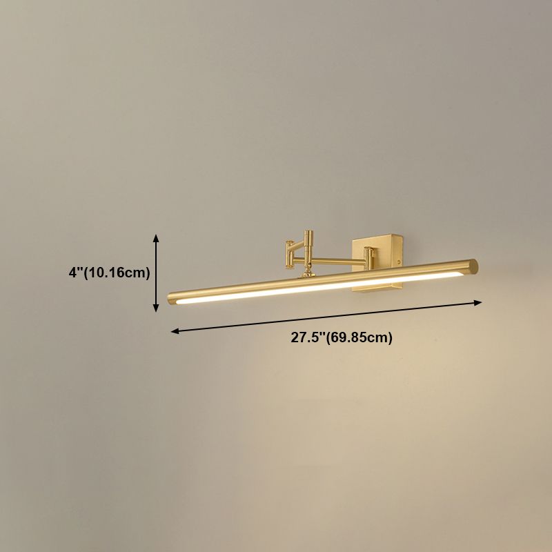 Metal Strip Wall Vanity Light Modern Style 1 Light Vanity Lighting Ideas in Gold