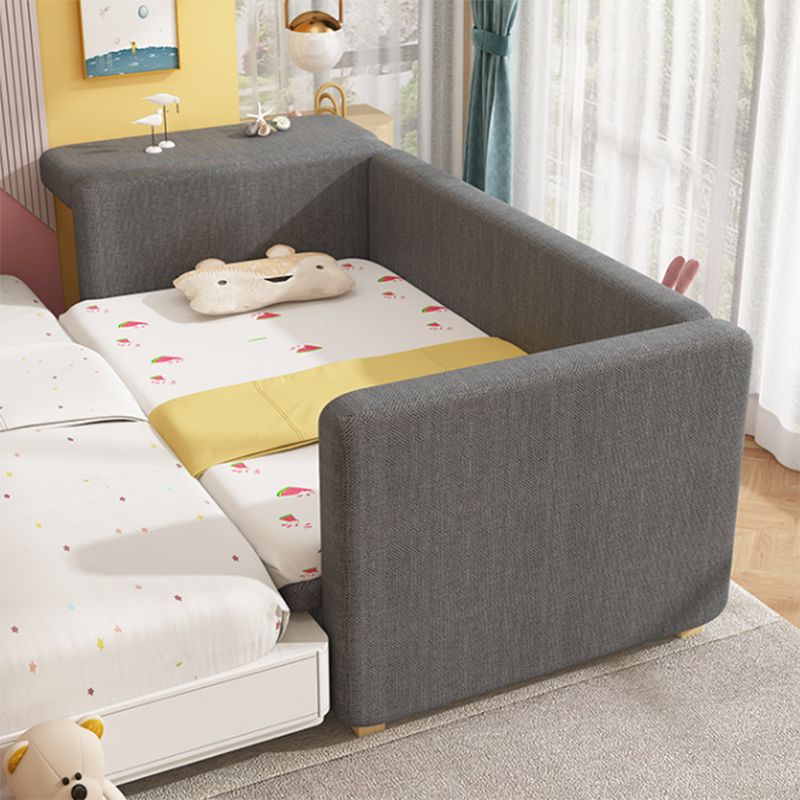 Contemporary Fabric & Wood Crib in Gray Upholstered Crib with Mattress