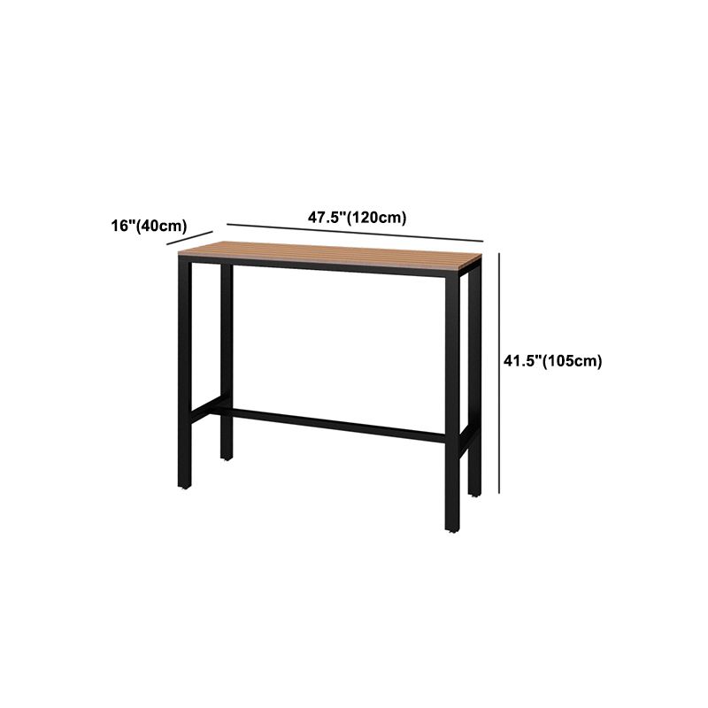 Wood Bar Dining Table Modern Rectangle Bar Table with Trestle Pedestal for Cafe Balcony