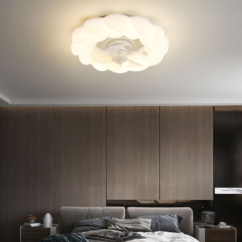 Nordic Style Ceiling Fan Lamp Circle Shape Ceiling Fan Light for Bedroom