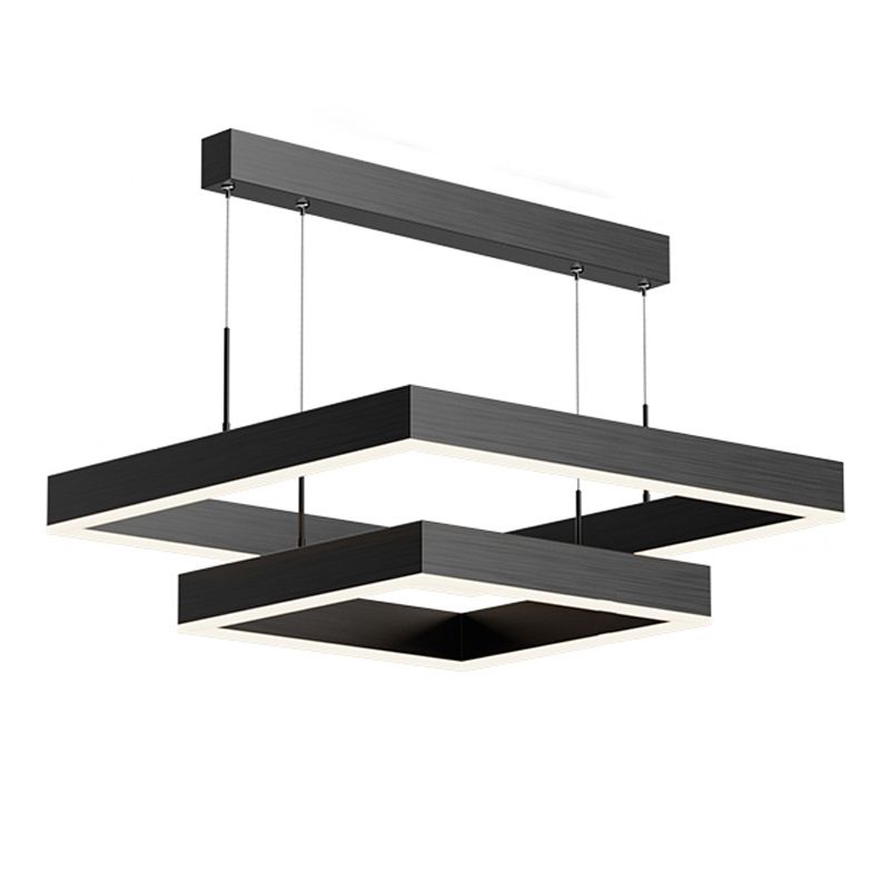 Square Shape Chandelier Lights Modern Metal Chandelier Lighting Fixtures in Black