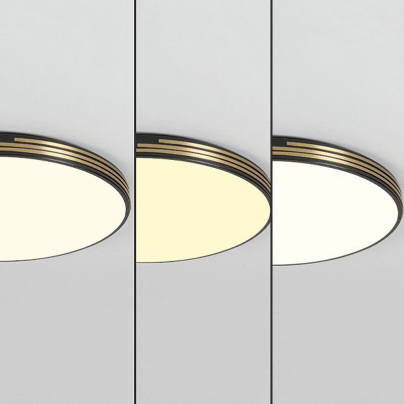 Contemporary Flush Light Round Brass Ceiling Lighting for Bedroom