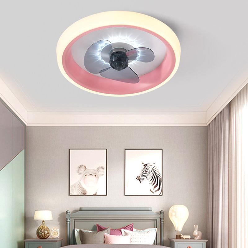 Modern Concise LED Ceiling Fan Light Lacquered Iron Circular Ceiling Fans with Acrylic Shade