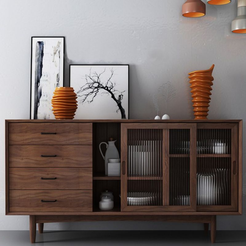 Wooden Home Storage Sideboard Modern Rectangular Side Board with Sliding Door