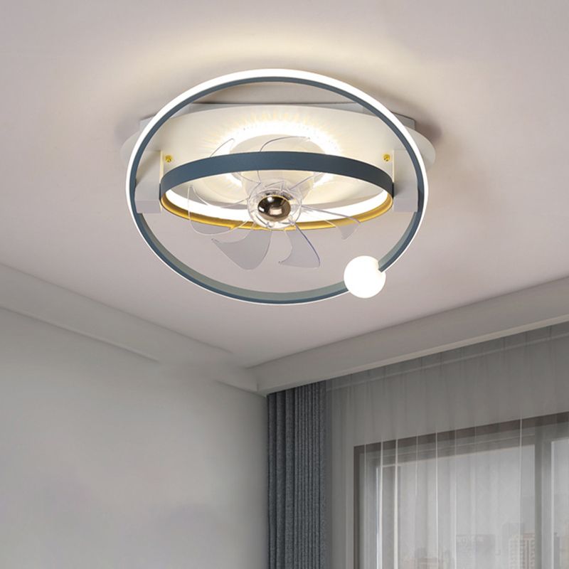 Polish Finish Fan with Light Contemporary 7-Blade LED Ceiling Fan for Foyer