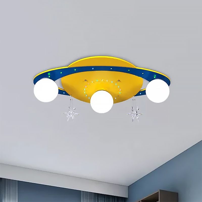 Lámpara de techo empotrada UFO para salón, lámpara de techo de diseño de metal en amarillo