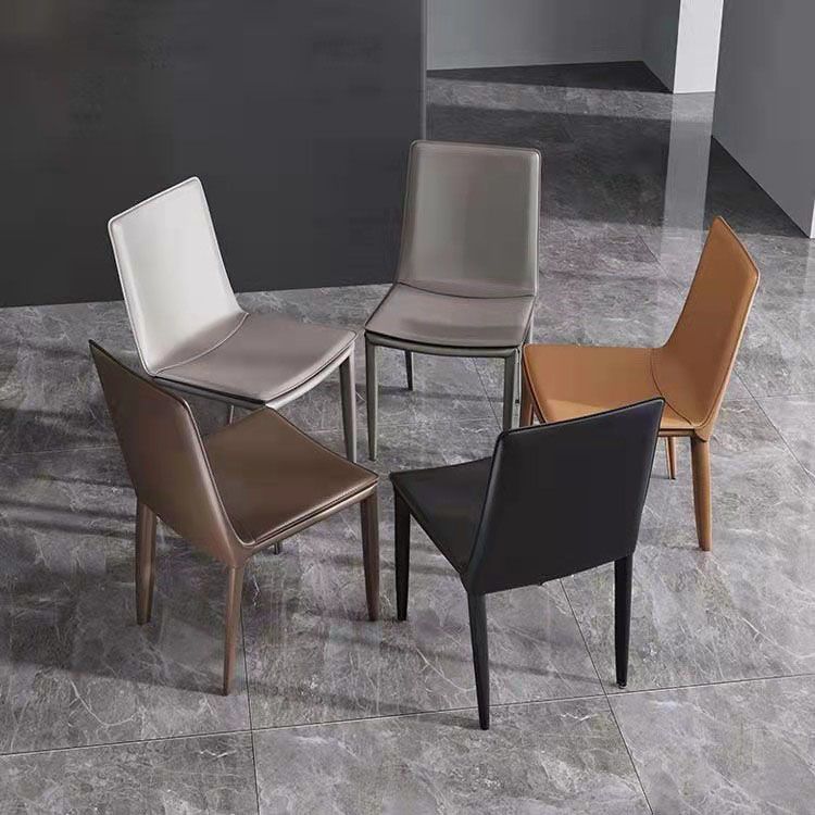 Contemporary Design Solid Back Chair for Home Armless Leather Dining Chairs