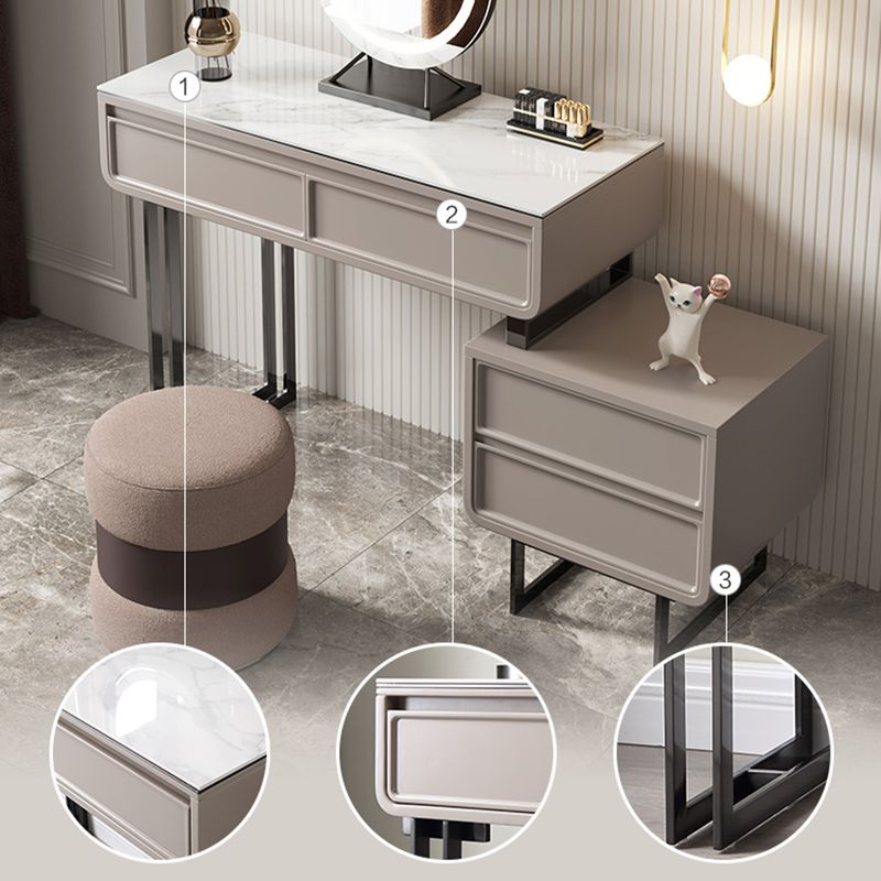 Glam Slate Top Makeup Vanity Desk Grey/White Makeup Vanity Set