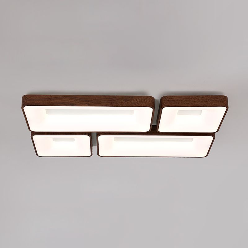 Geometry Shape LED Ceiling Lamp Modern Wood Flush Mount for Bedroom Living Room