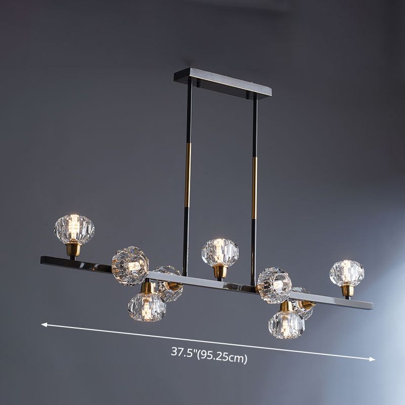 Mini Globe Crystal Chandelier Modern Style Black Finish Pendant Light pour le salon