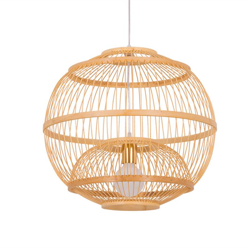 Bamboo Chinese Hanging Ceiling Light 1-Light Pendant Light for Tea Room