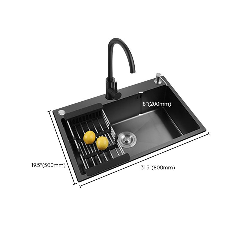 Modern Kitchen Sink Stainless Steel with Grid and Strainer Top-Mount Workstation Ledge