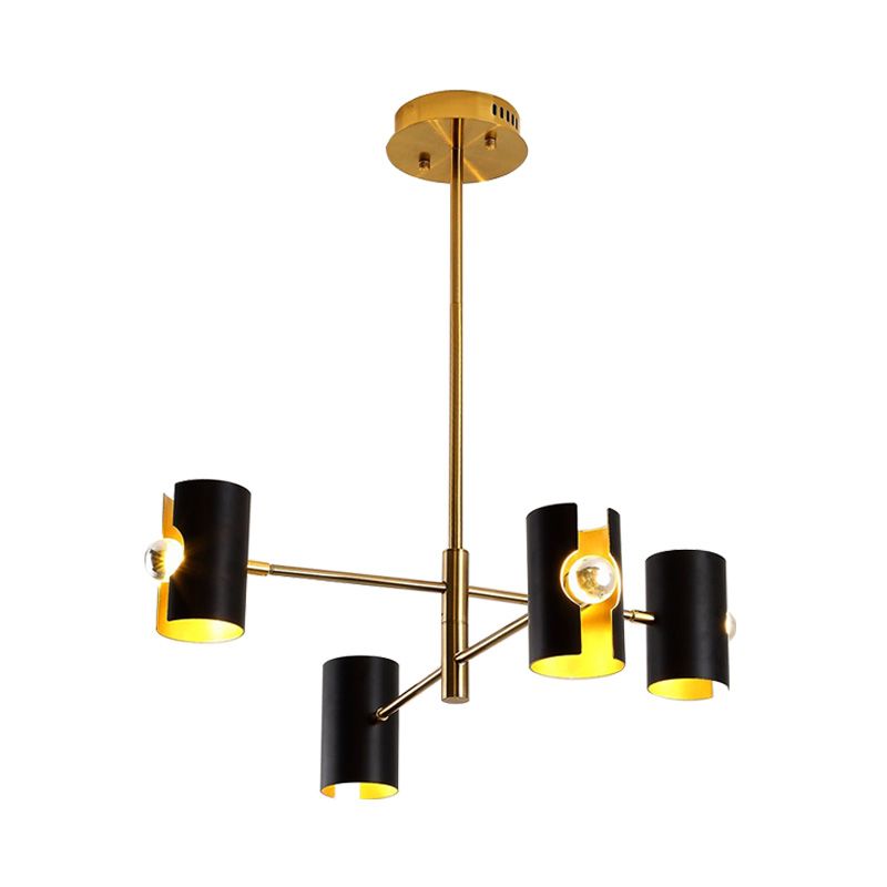 Modernism Starburst Chandelier Pendant Light Metal 4/6/8 Lights Hanging Ceiling Light in Black