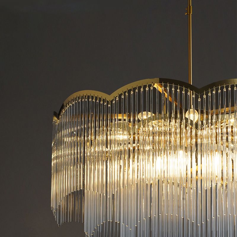 Gold Crystal Tassel Modern Chandelier Lights Ceiling Light  Fixture for Dining Room