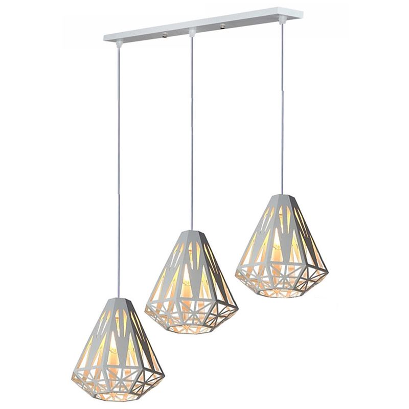 Industrial Cluster Ceiling Light, 3-Light, Ironic Geometrical Shades