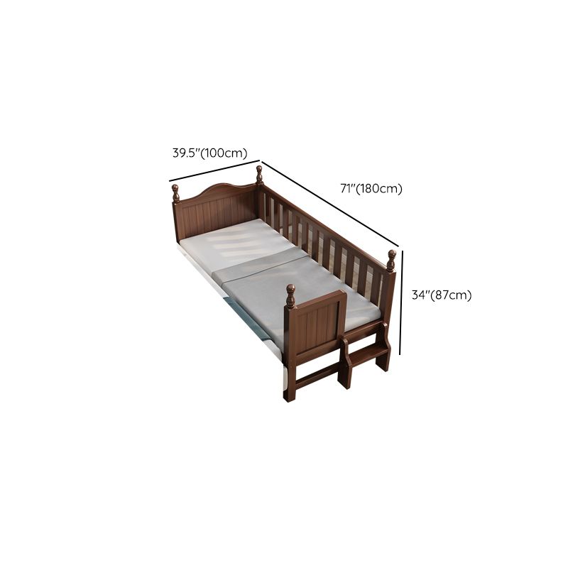 Espresso Wood Baby Crib Traditional Crib Nursery Bed with Guardrail