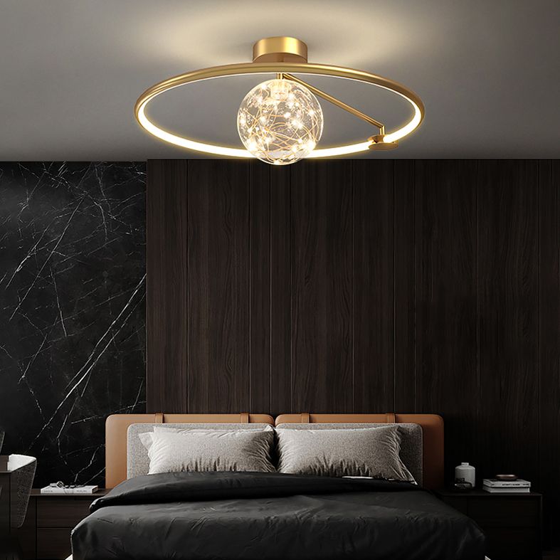 ANILLO Círculo Semi Flush Mount Lighture Simplicidad moderna Luz de montaje de techo Fixtura para dormitorio