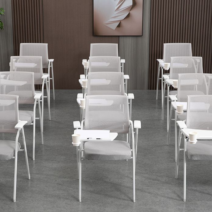 Modern Office Chair with Arms Mid Back Conference Chair with White Frame