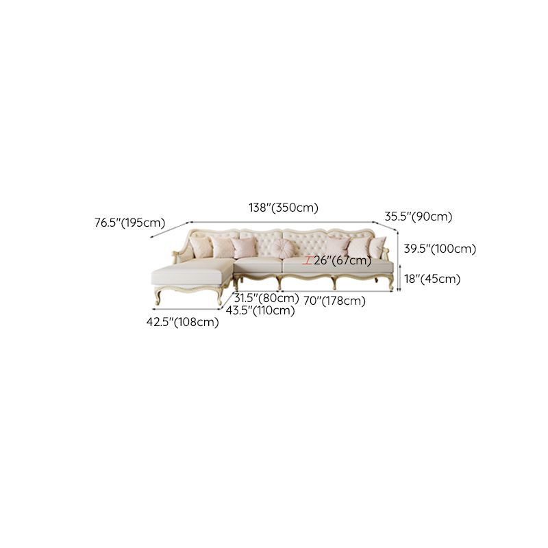 Traditional Genuine Leather Sectional Tufted Back Sloped Arm Sectional