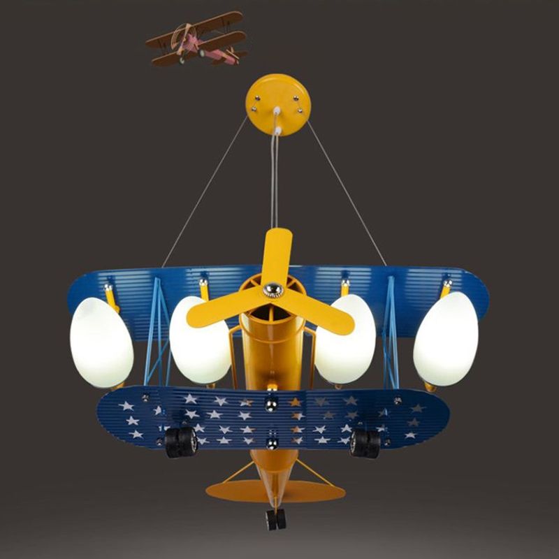 Propeller Airplane Shaped Hanging Light 5-Lights Cartoon Design Lighting Fixture for Children Room