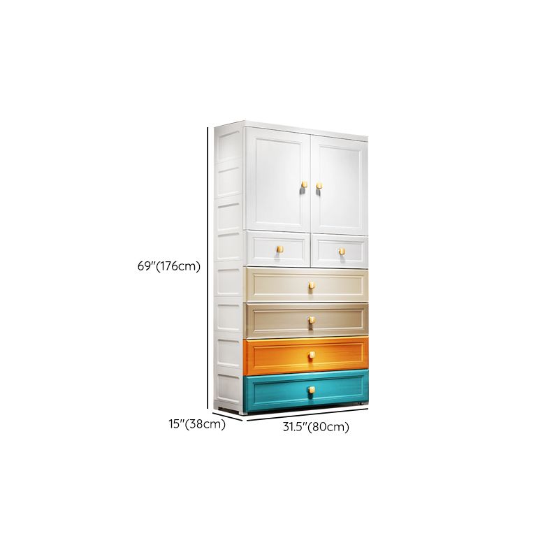 Modern Style Wardrobe Armoire Plastic Wardrobe Closet with Drawers