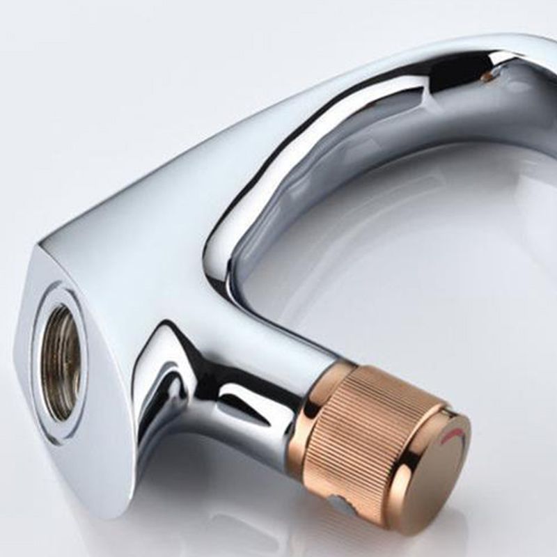 Contemporary Vessel Copper Brass Knob Handle Low Arc Vessel Faucet