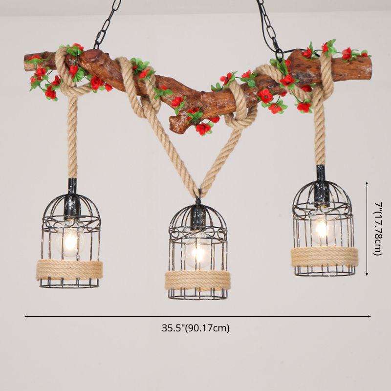 Industrial Creative Pendant Light Natural Hemp Rope Design Chandelier for Coffee Shop