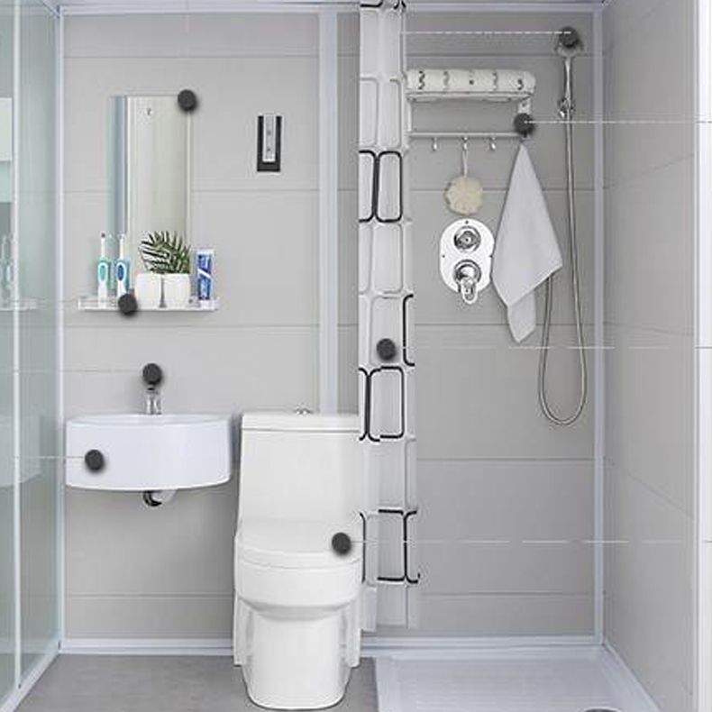 Single Sliding White Shower Kit Rectangle Frosted Shower Stall