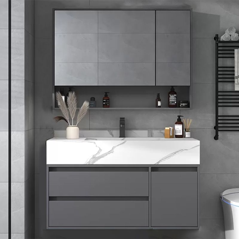 Modern Bathroom Vanity Set Mirror Included Rectangular Sink Drawer Sink Vanity