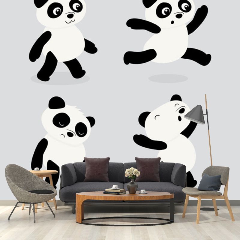 Moisture Resistant Pandas Wall Murals Decal Extra Large Cartoon Style Wall Decor for Bedroom