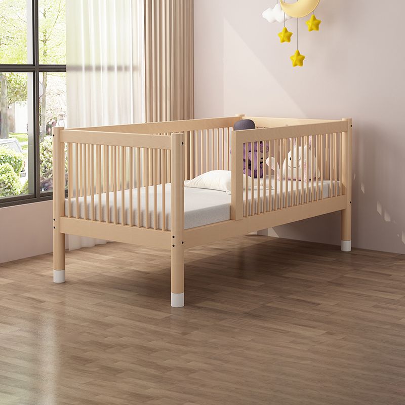 Glam Nursery Crib Beech Washed Natural with Guardrail Nursery Bed