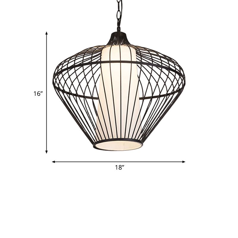 1 Kopf -Esszimmer -Anhänger Licht mit sich verjüngten Bambusschatten Moderne Stil mit schwarzer Decke, 19,5 "/21,5" Dia