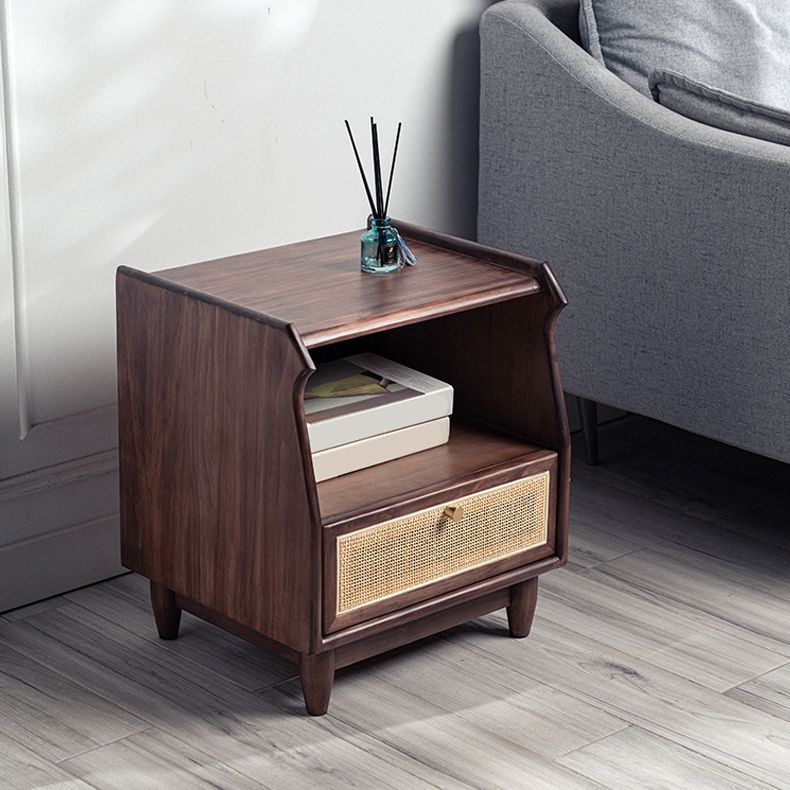 1 Drawer Night Table Modern Solid Wood Nightstand ,20.5" Tall