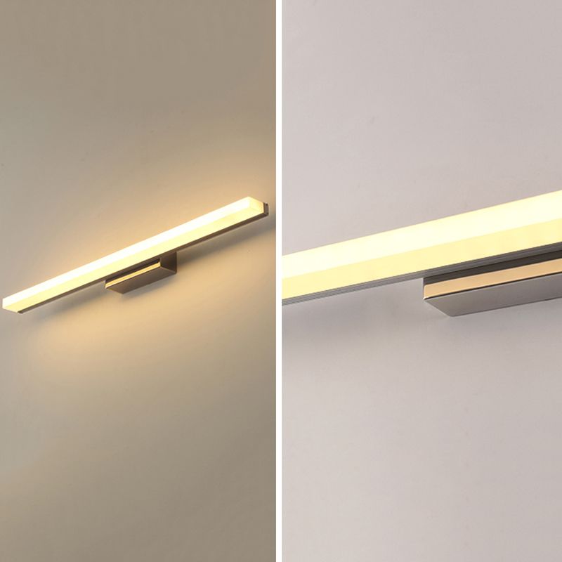 Silver Single Modernism Bathroom Vanity Light LED Metallic Bath Bar