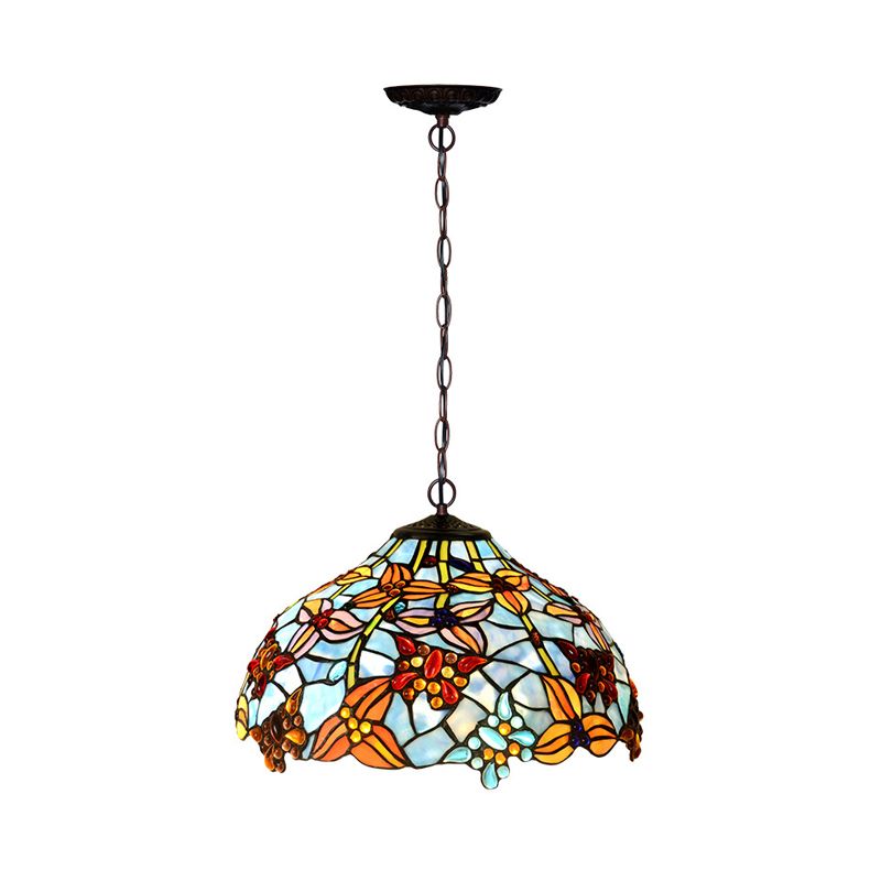 Lampe de lustre de pétale rouge / bleu en verre coupé rouge 2 lumières 2 lumières en bronze pendentif luminaire pour la cuisine