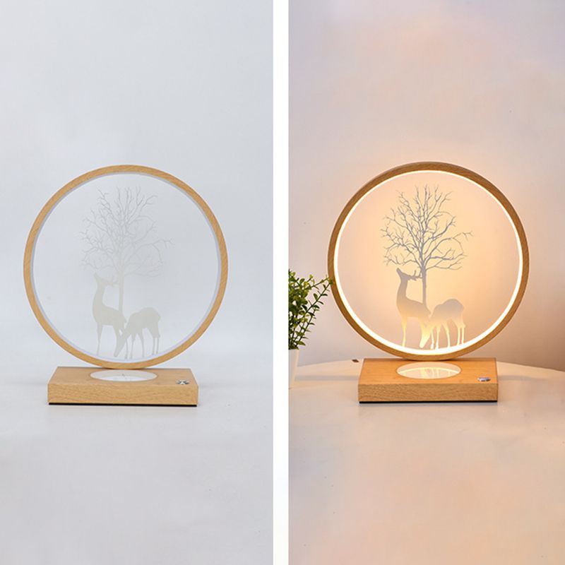 Circular LED Desk Lamp Contemporary Metal Single Light Table Lamp