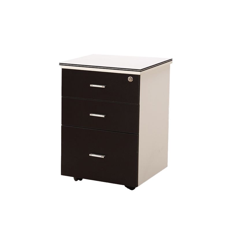 Contemporary File Cabinets Solid Wood Frame File Pedestal with Key Lock