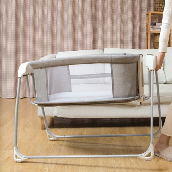 Rocking Crib Cradle Rectangle Metal Cradle with Stand for Newborn