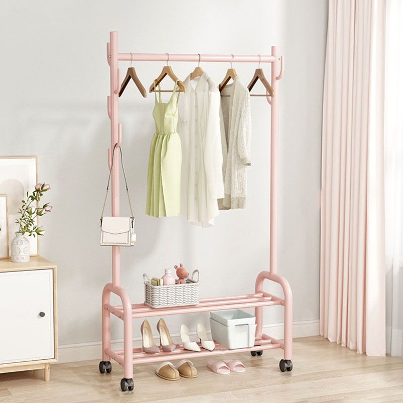 Contemporary Coat Rack Free Standing Metal Coat Hanger with Storage Shelving