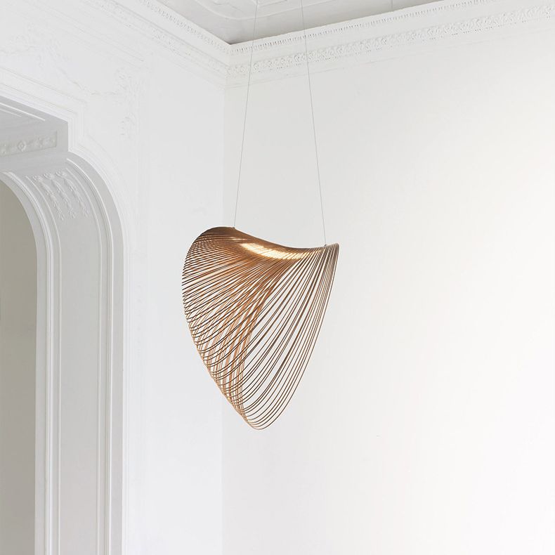 Iluminación colgante de sombra única estilo moderno de madera maciza 1 lámpara colgante de luz para sala de estar