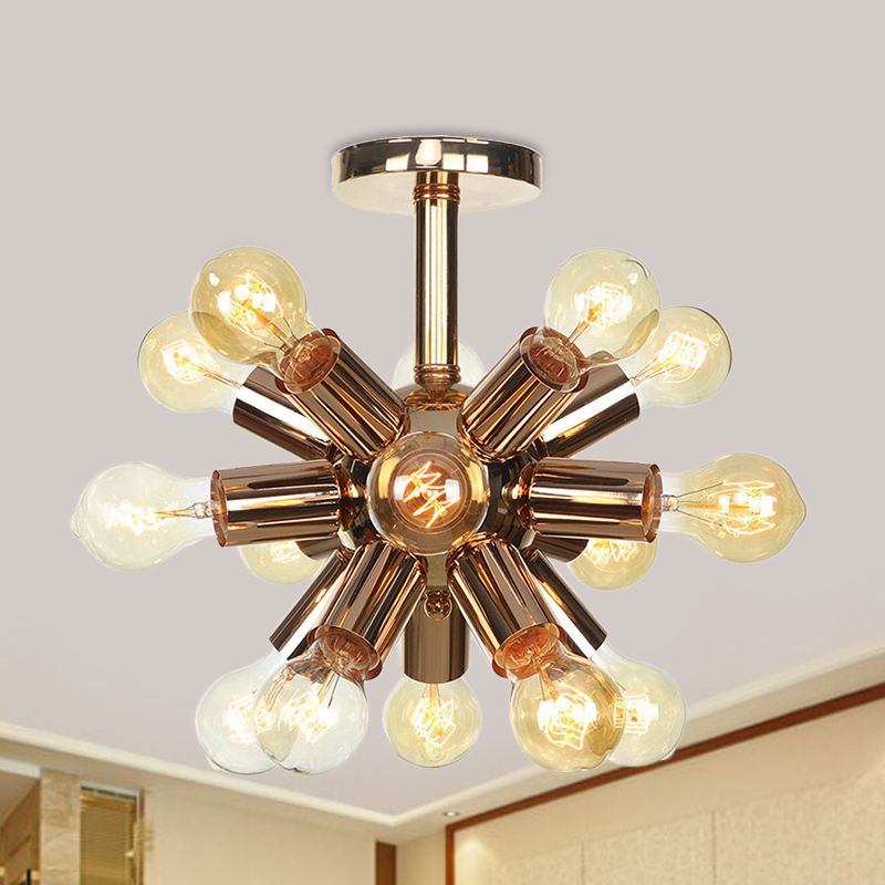 Chrome/Gold Sputnik Semi Flush Mount Vintage Iron 6/9/12 Lights Restaurant Flush Ceiling Lamp Fixture