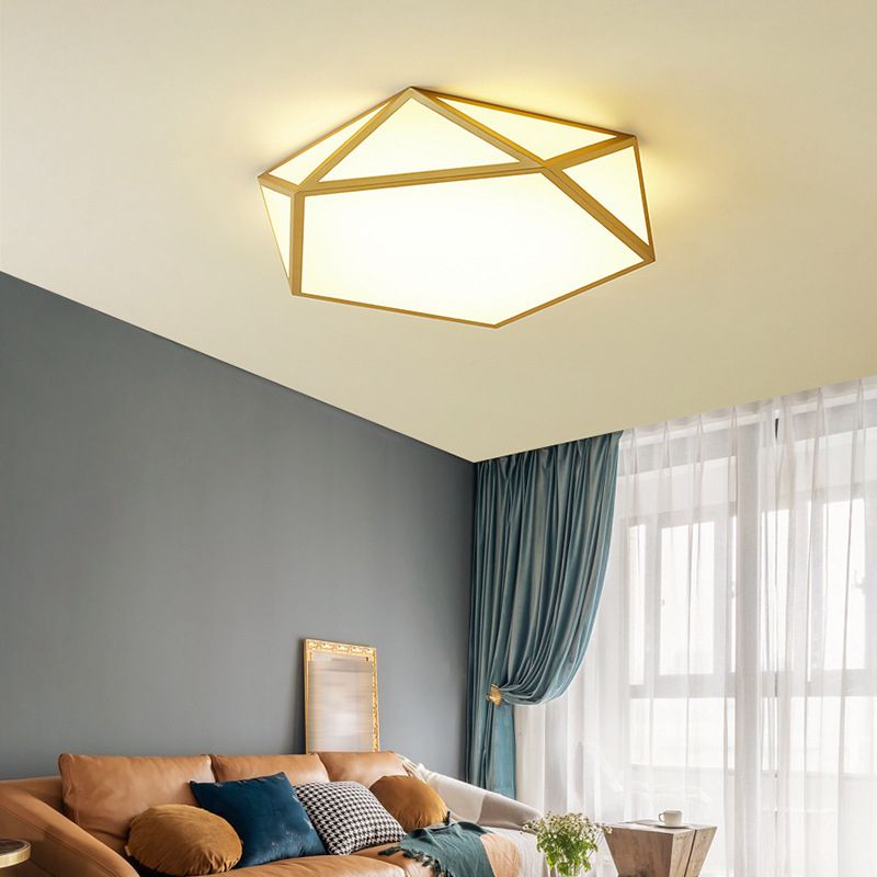 Modern Polygon Flush Light Fixture Metal 1 Light Flush Mount Lighting for Living Room