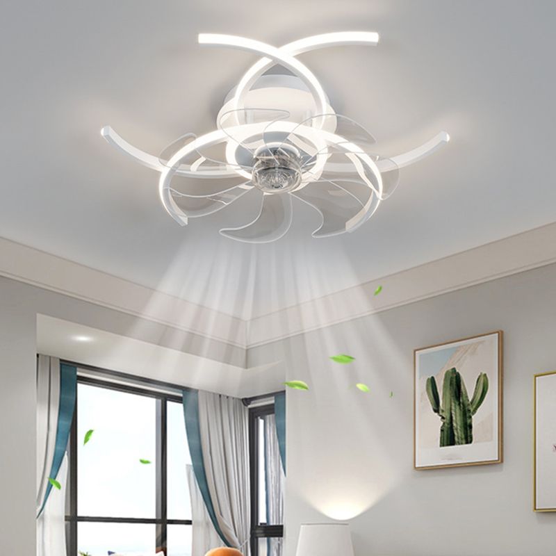 Simple Ceiling Fan Light Fixture Linear LED Ceiling Lamp for Bedroom