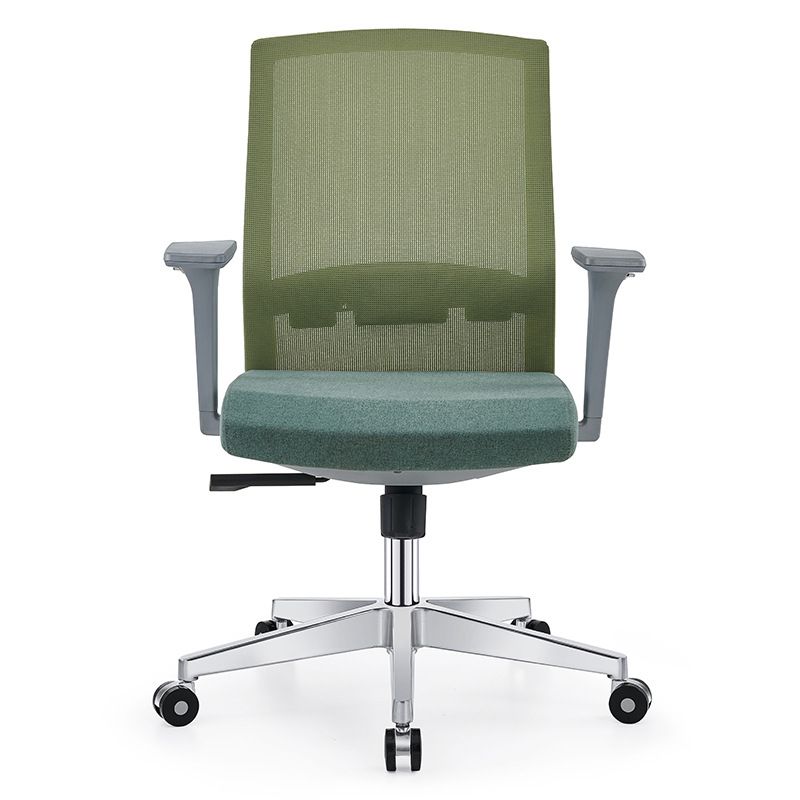 Modern Fixed Arms Desk Chair with Wheels Mid-Back Office Chair