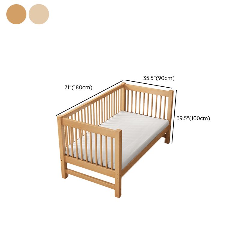 Modern Solid Wood Panel Bed Beech Wood Kids Bed with Guardrail