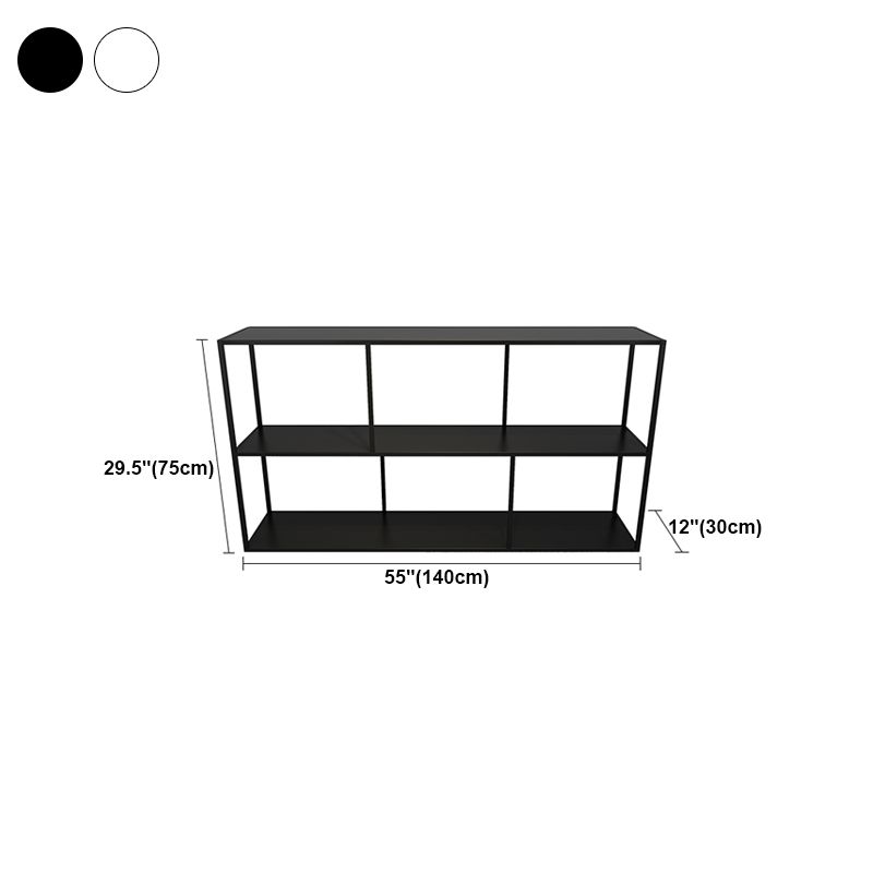 Scaffali di libri minimalisti della libreria aperta con ripiani rettangolari in metallo