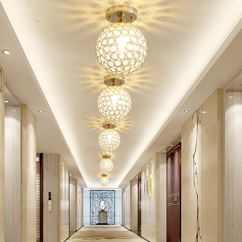 Simplicity Spherical Ceiling Mounted Lamp Crystal 1-Light Hallway Flush Light