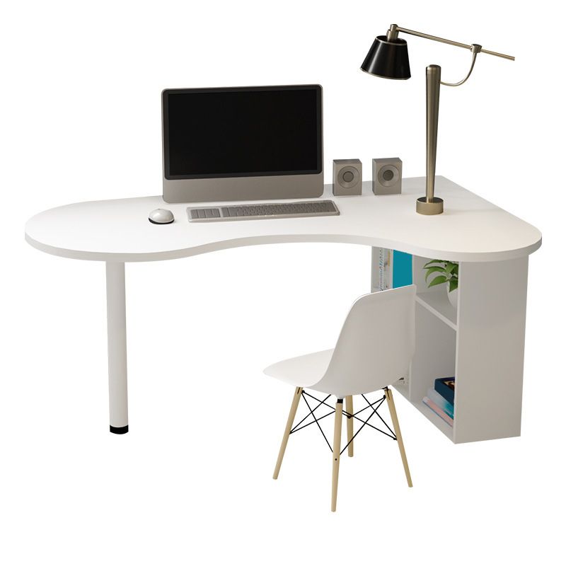 Modern Wooden Office Desk Free Form Task Desk with Shelves for Home