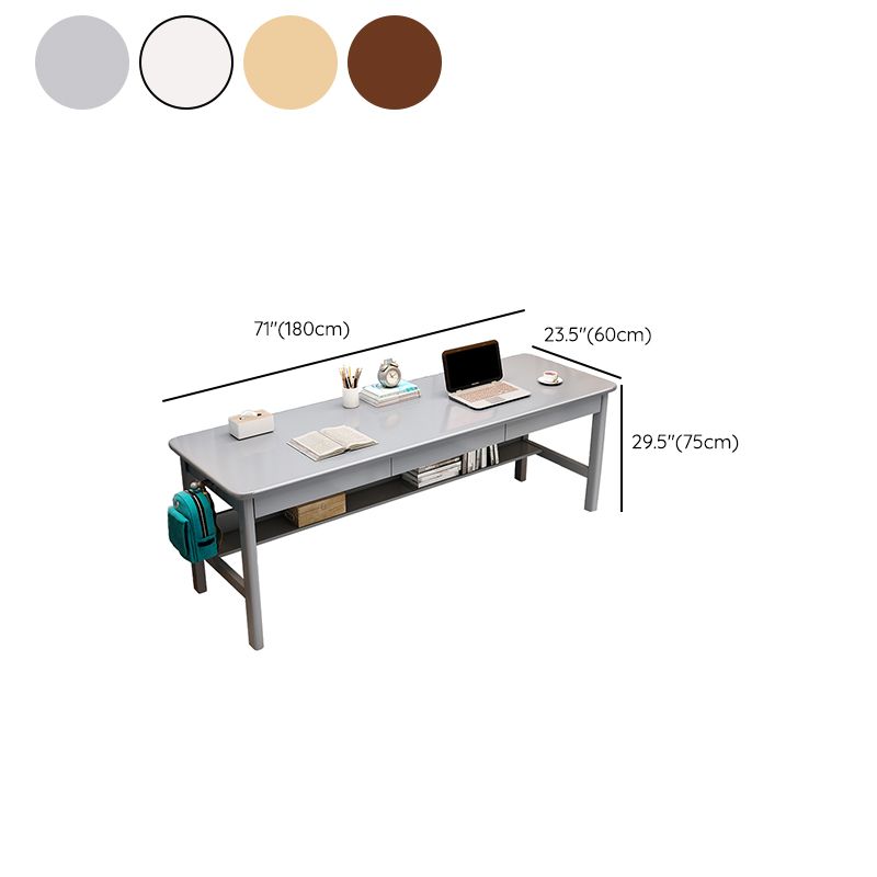 Modern 3 Drawers Writing Desk Rectangle 23.62" Wide Office Desk with 1 Shelf